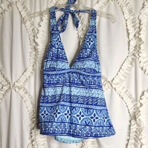 Vineyard Vines All Over Shell Halter Tankini Small